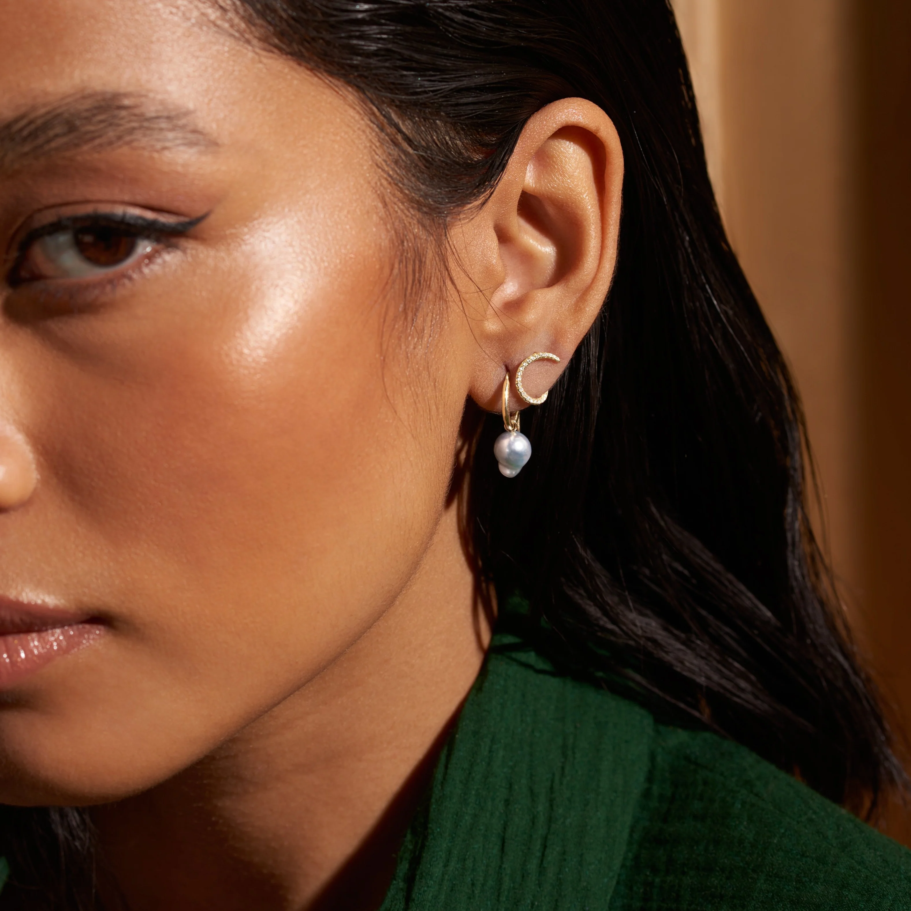 Cassiopeia Charm Earrings, Blue Akoya - Image 3