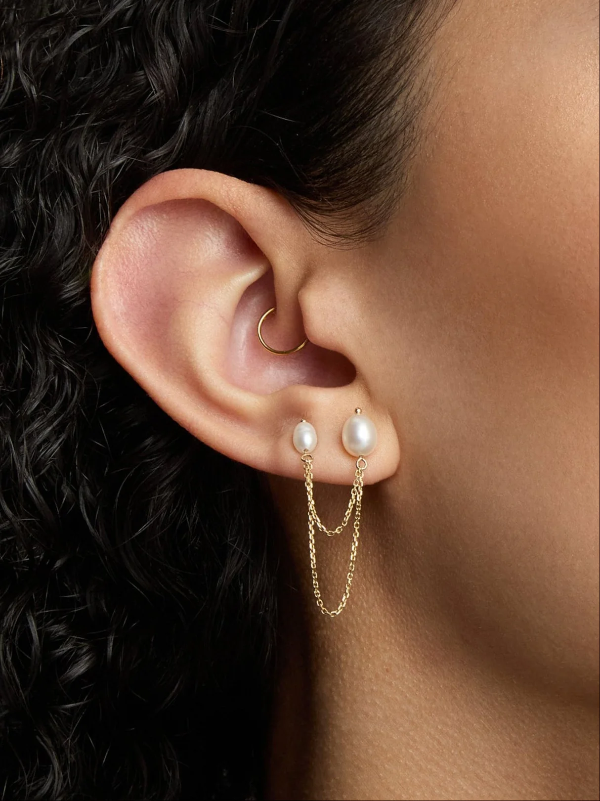 Bella Chained Stud Earring, White - Image 4
