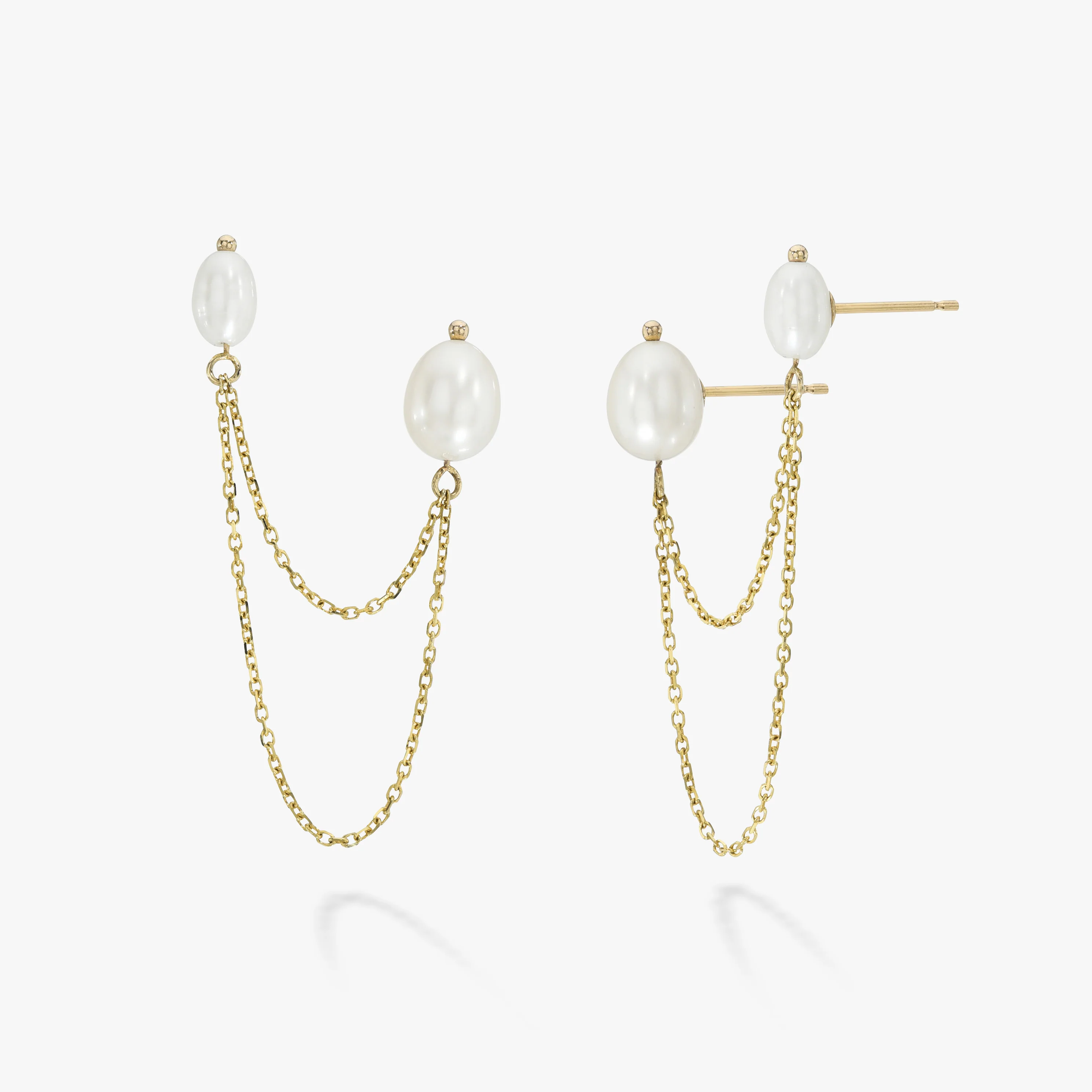 Bella Chained Stud Earring, White - Image 6