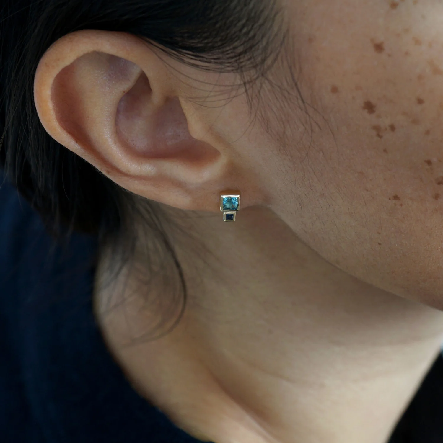 Blue Sapphire and Topaz Bruta Earring - Image 3