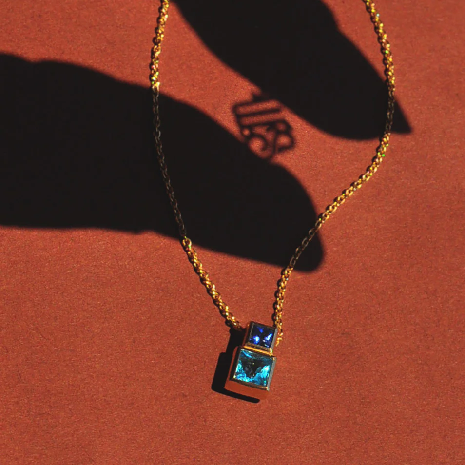 Blue Sapphire & Topaz Bruta Necklace - Image 3