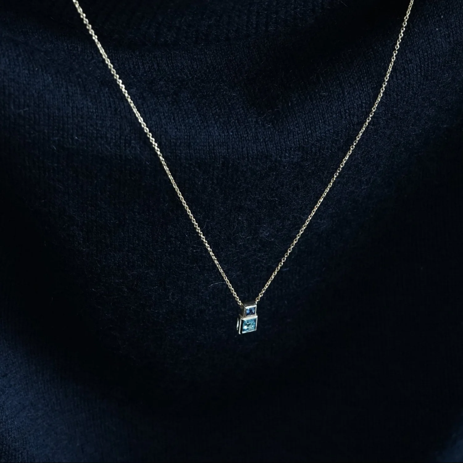 Blue Sapphire & Topaz Bruta Necklace - Image 4