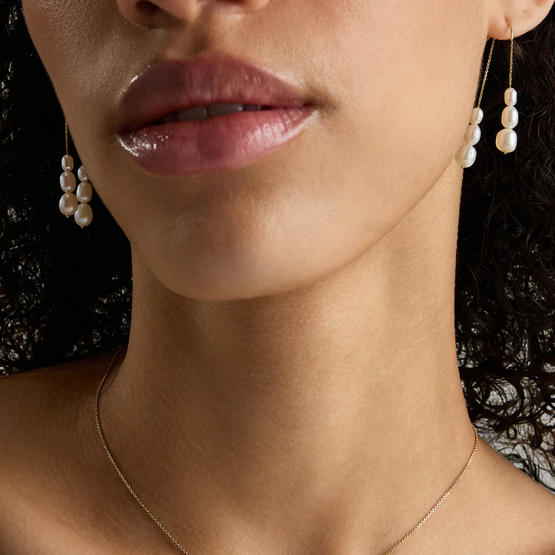 DeMira Waterfall Earrings, White - Image 5