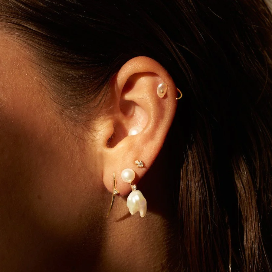 Diamond Long Arc Earrings - Image 3