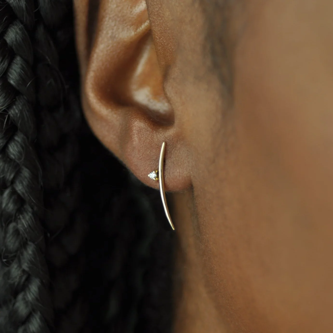 Diamond Long Arc Earrings - Image 4