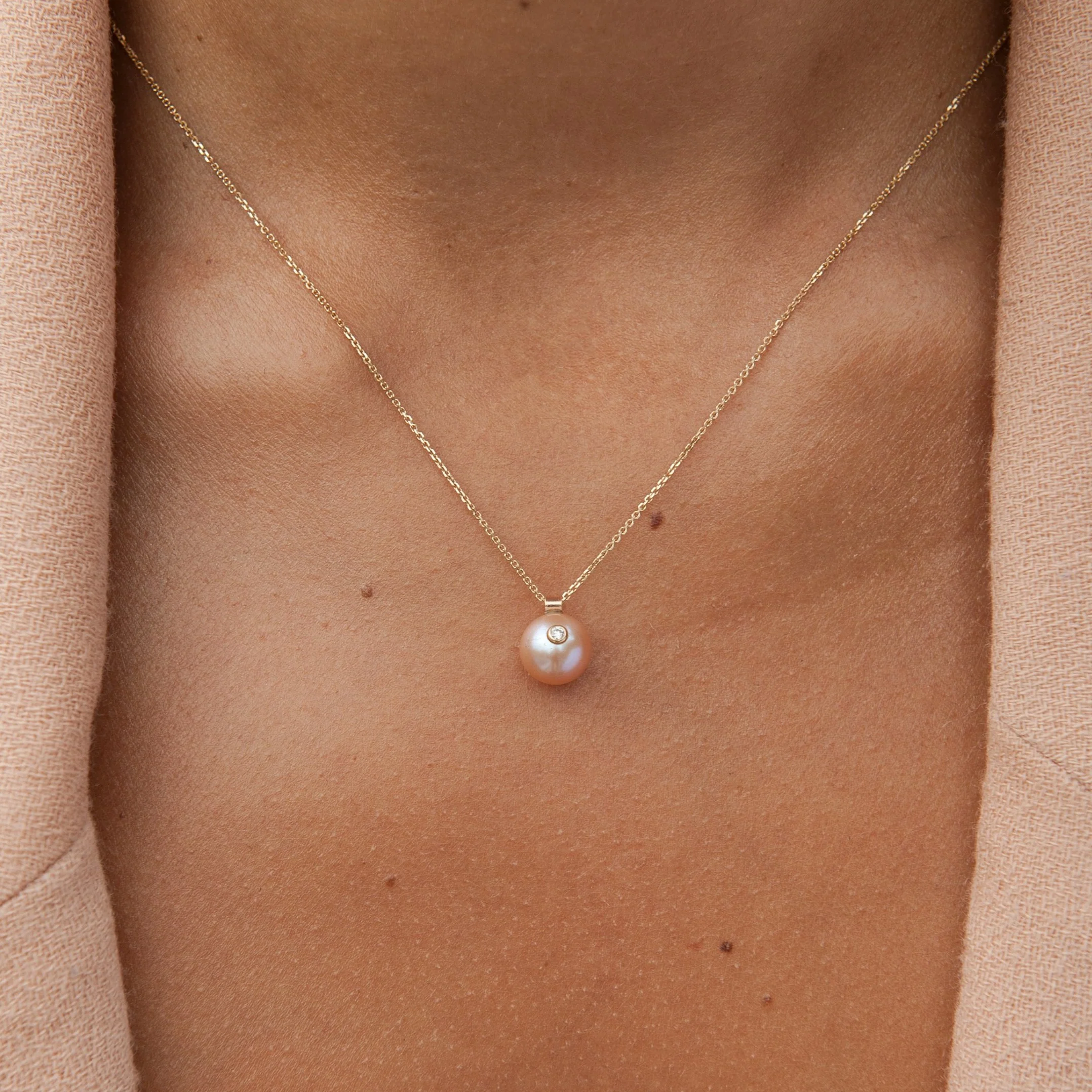 Everly Necklace, Pink Pearl - Image 5
