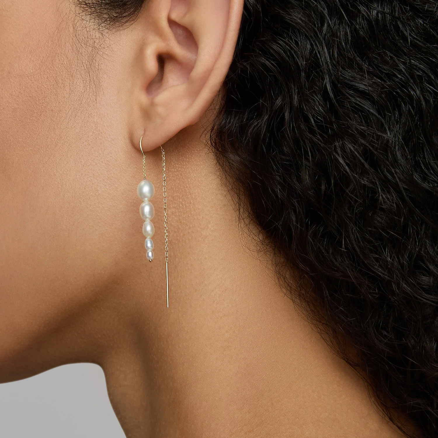 Paloma Threader Earrings, White - Image 4