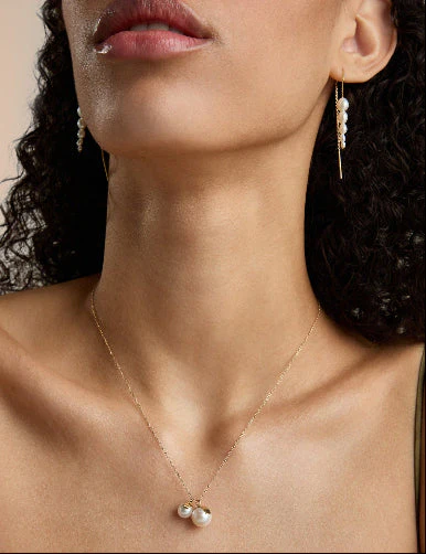 Paloma Threader Earrings, White - Image 5