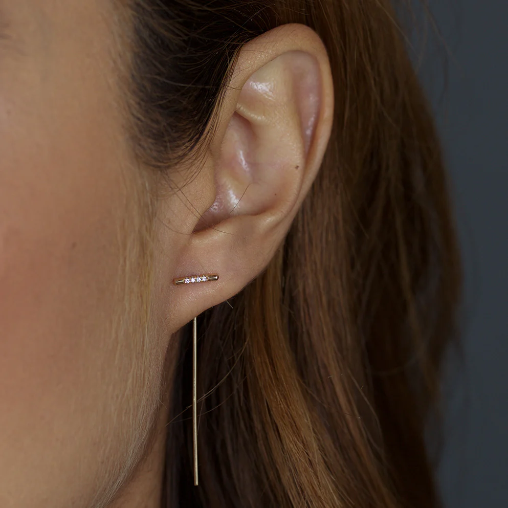 Pavé Linea Threader Earring - Image 2