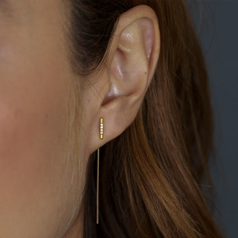 Pavé Linea Threader Earring - Image 3