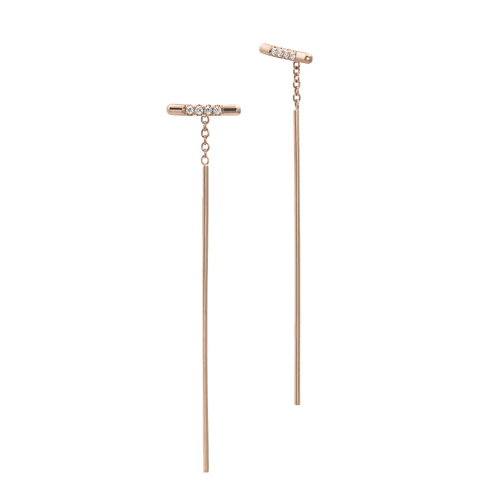 Pavé Linea Threader Earring - Image 4