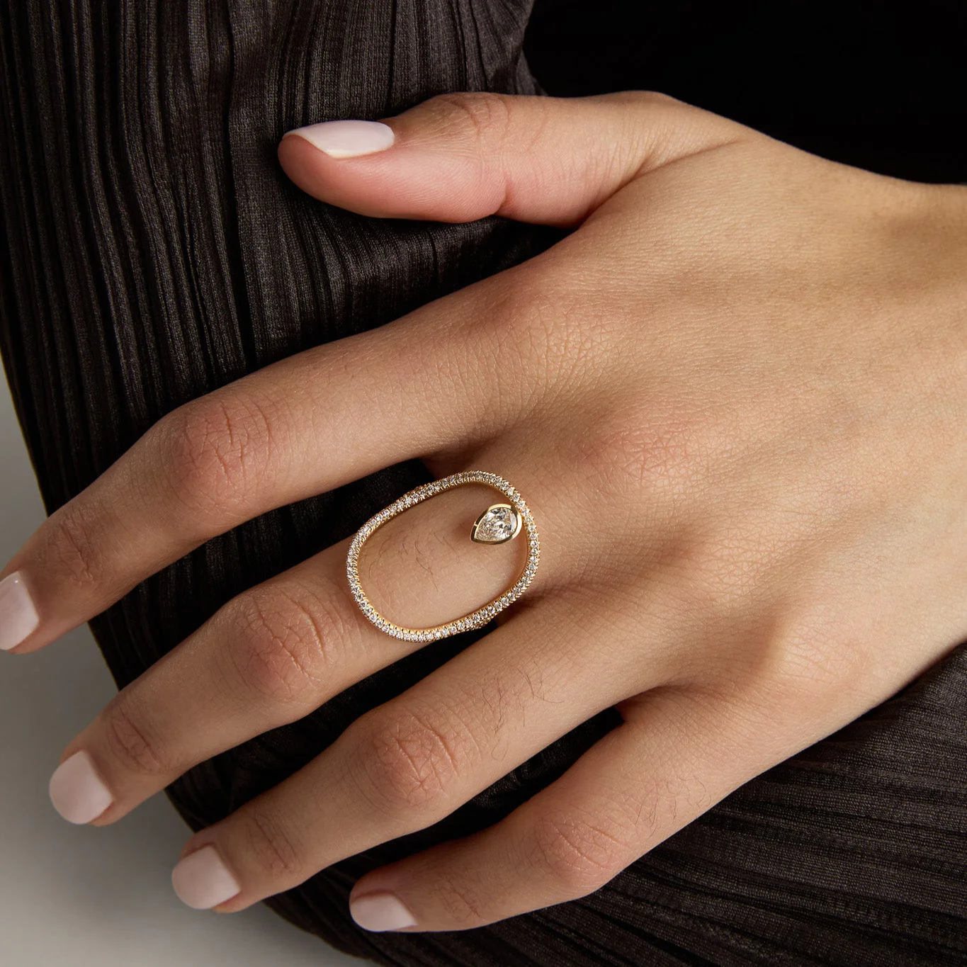 Pavé Pear Diamond Continuity Ring™ - Image 4