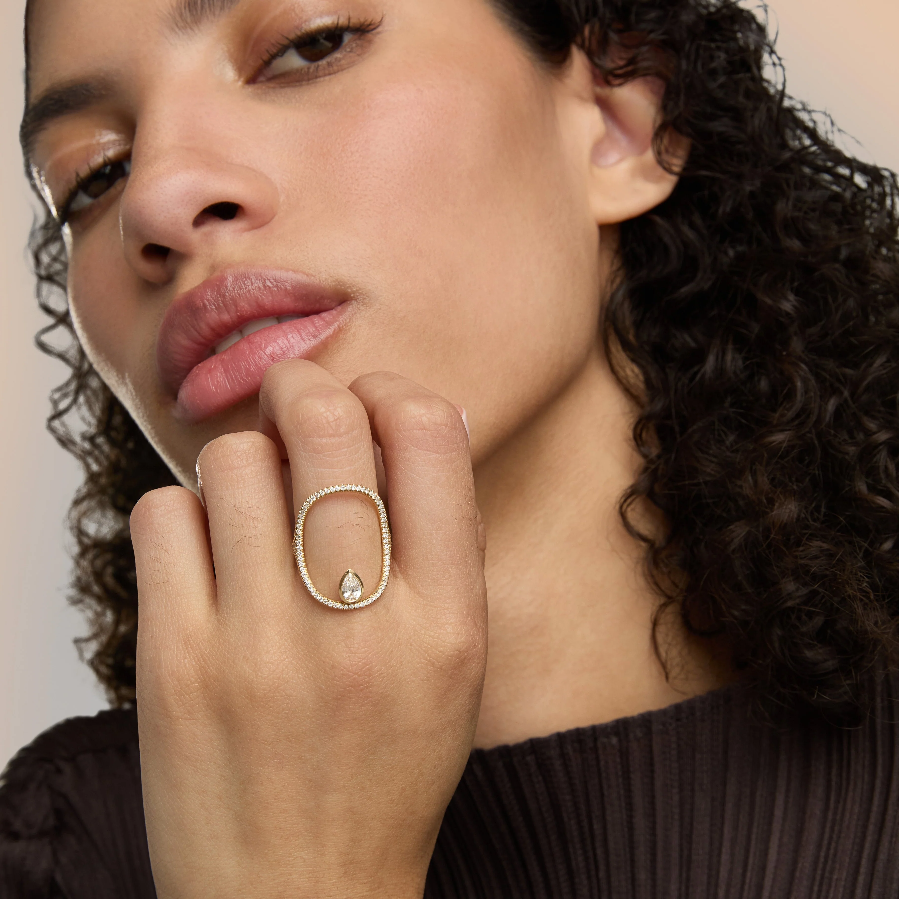 Pavé Pear Diamond Continuity Ring™ - Image 5