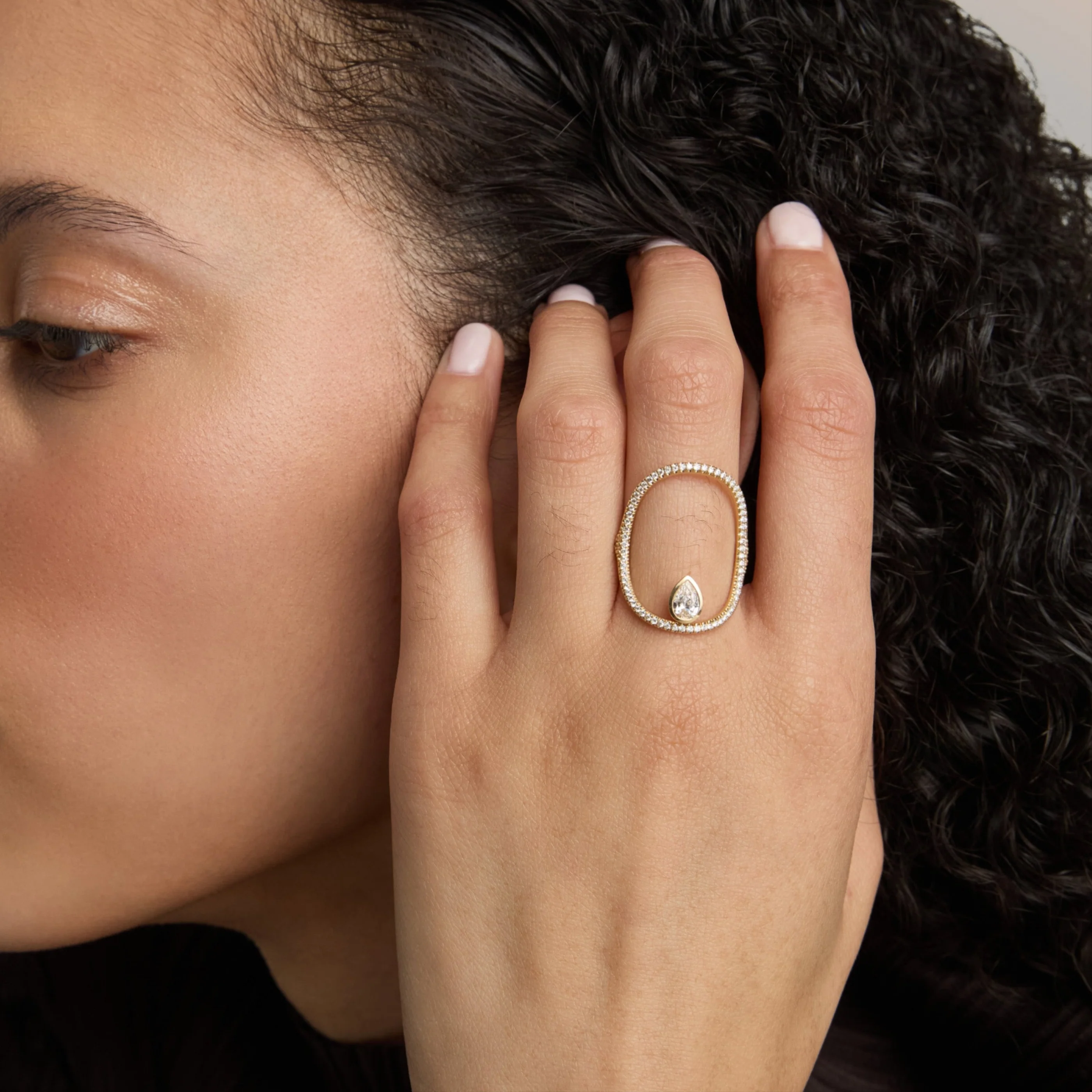 Pavé Pear Diamond Continuity Ring™ - Image 6