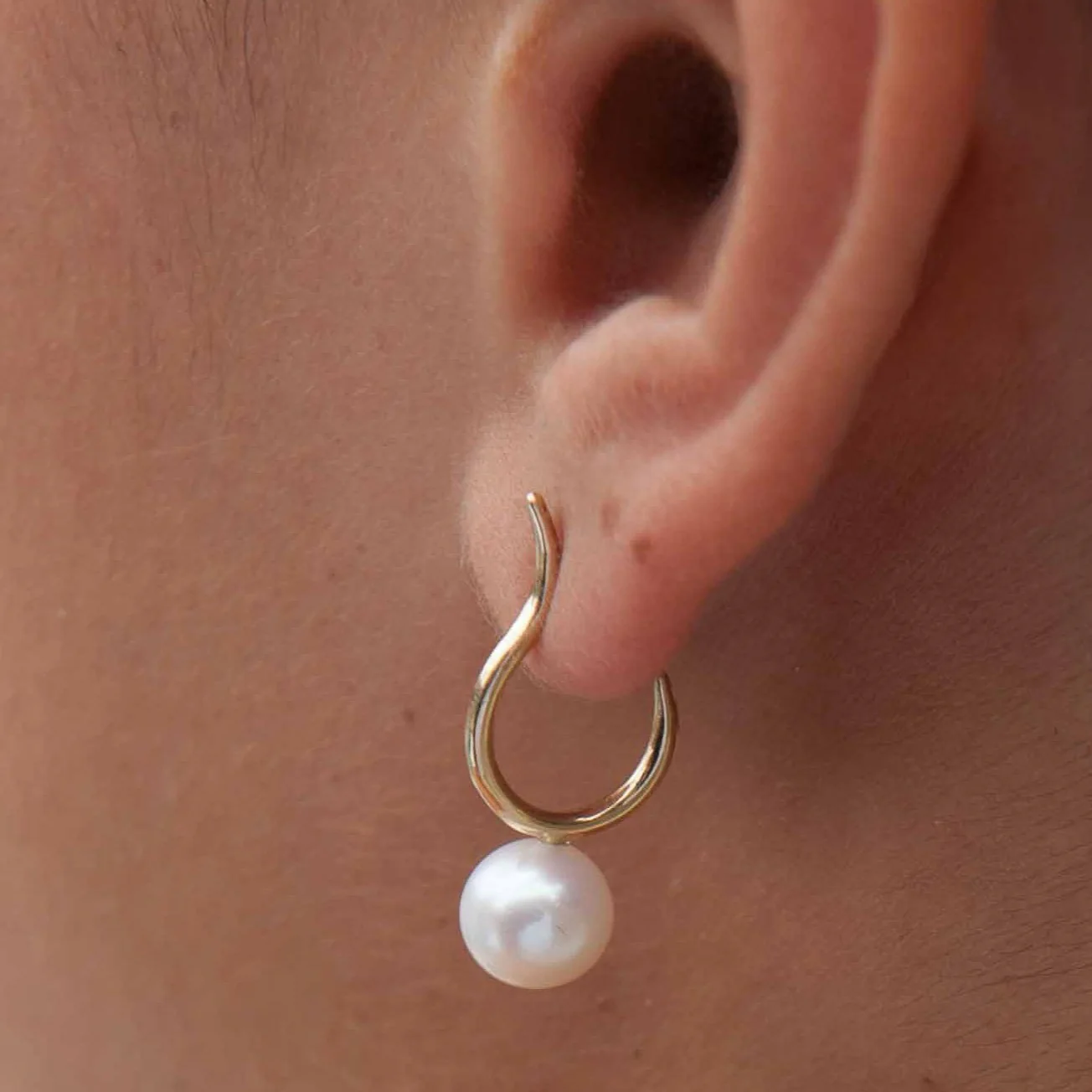 Pearl Moon Hoops, White - Image 2