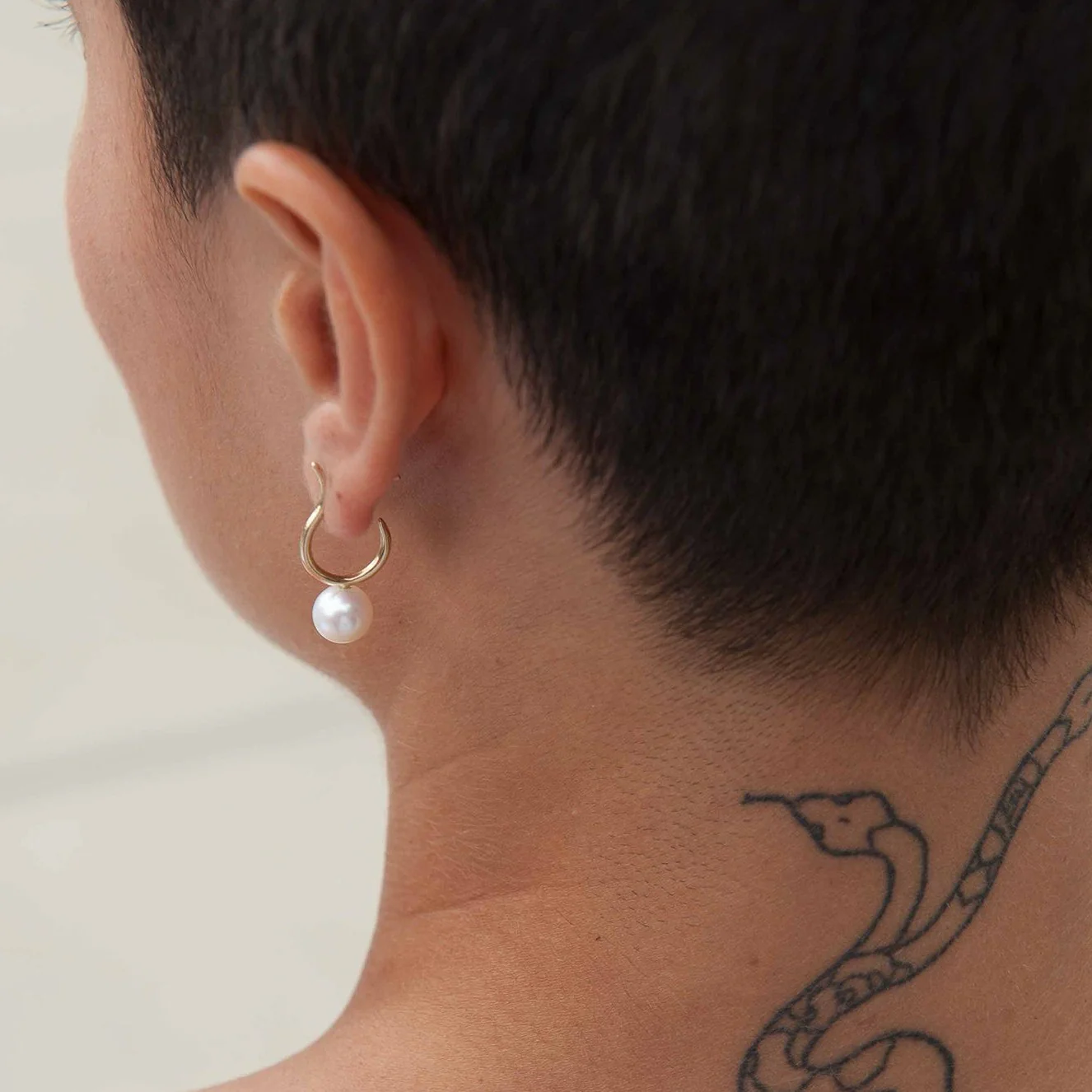 Pearl Moon Hoops, White - Image 3
