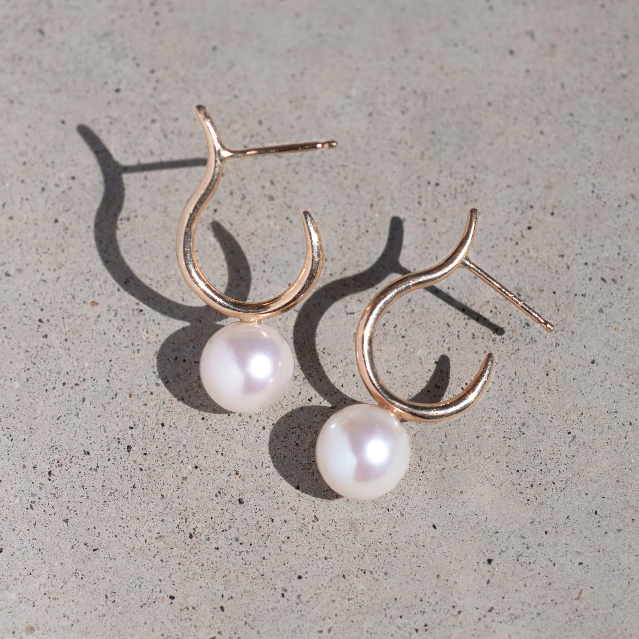 Pearl Moon Hoops, White - Image 5