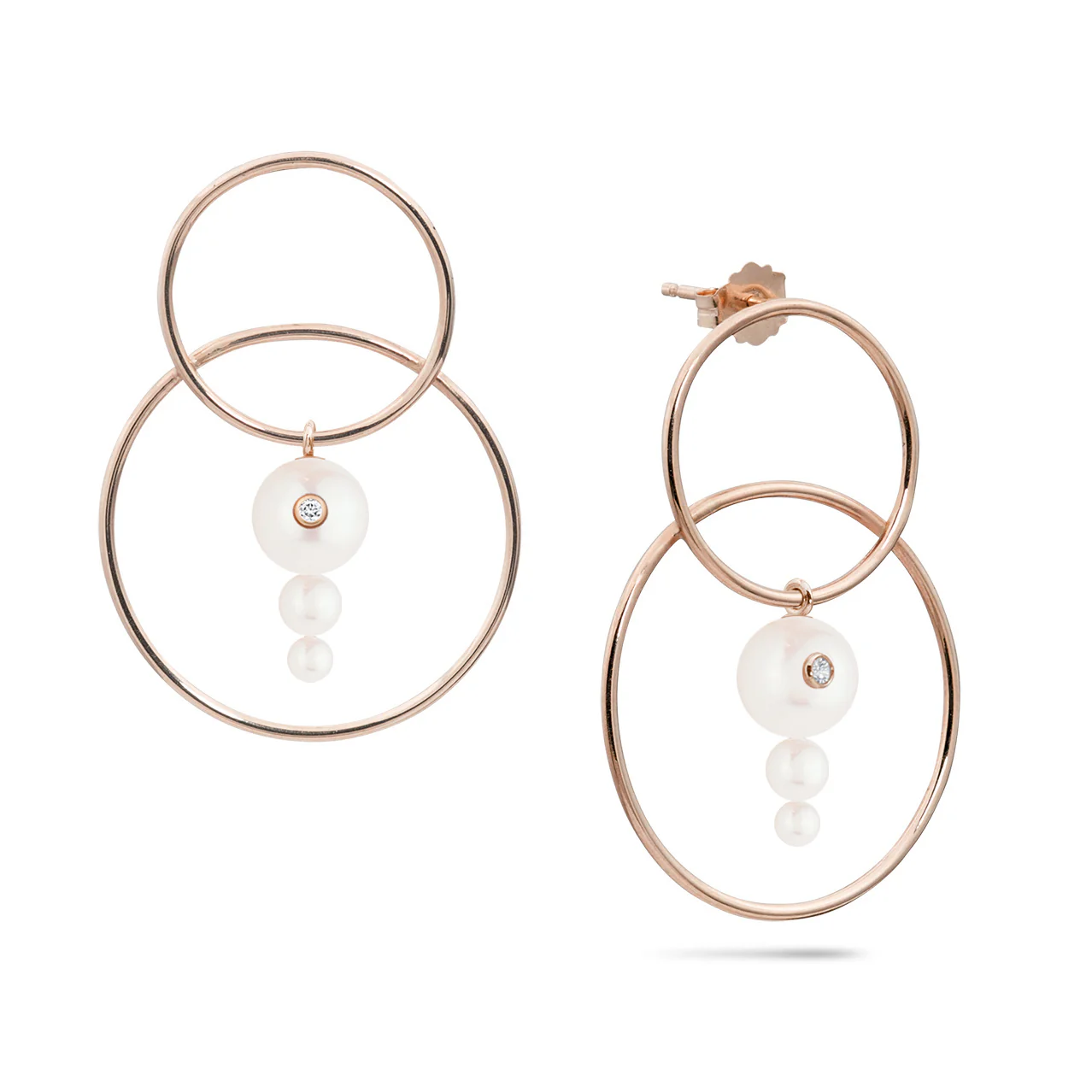 Triple Pearl Diamond Scarpa Earrings - Image 6