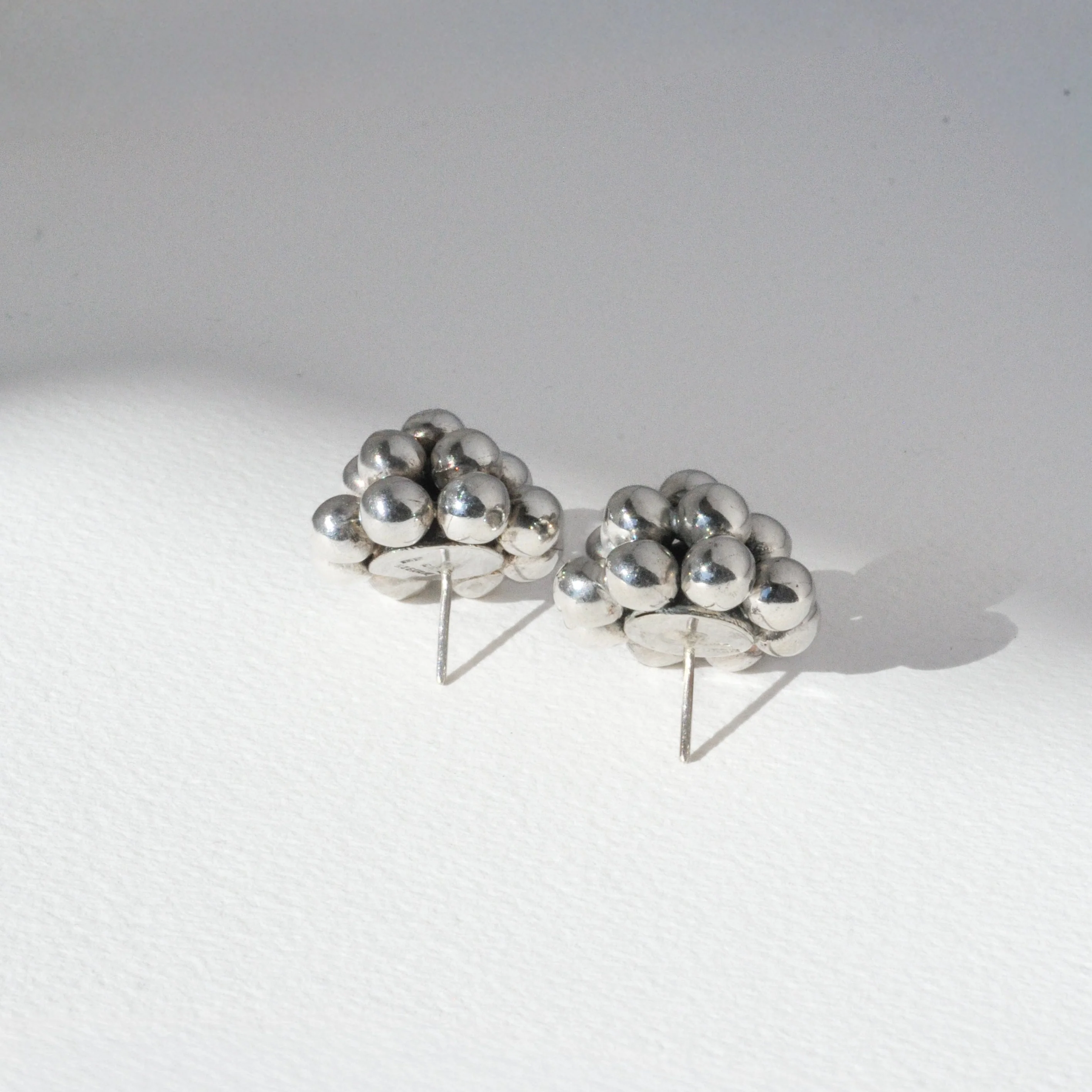 Vintage Sterling Orb Cluster Earrings - Image 3