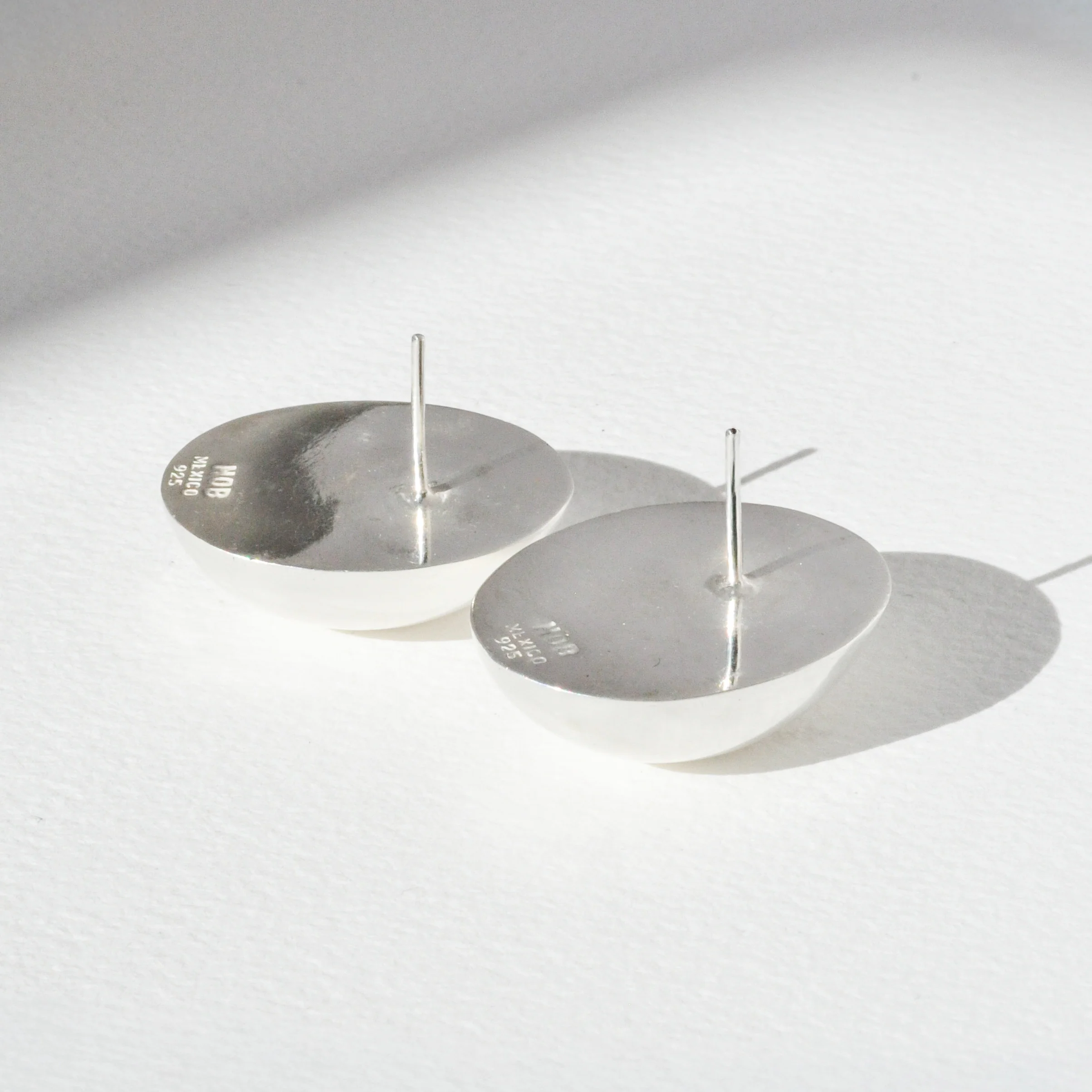 Vintage Sterling Oval Dome Earrings - Image 3